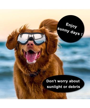 Dog Goggles for Medium and Large Dogs Dog Fashion Sunglasses Windproof Dustproof Snowproof Adjustable Pet Sunglasses for Outdoor Riding Driving Eyewear Protection (Black) - Buy Online on GoSupps.com