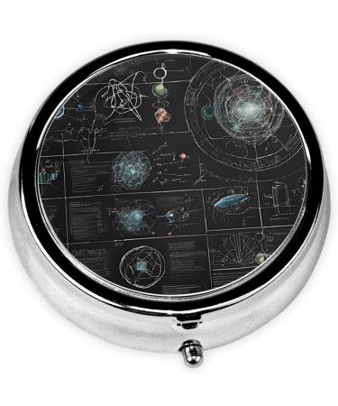 Abstract Science Chemistry 3D Round Pill Box | 3 Compartment Travel Organizer for Vitamins & Medications - Buy Online on GoSupps.com