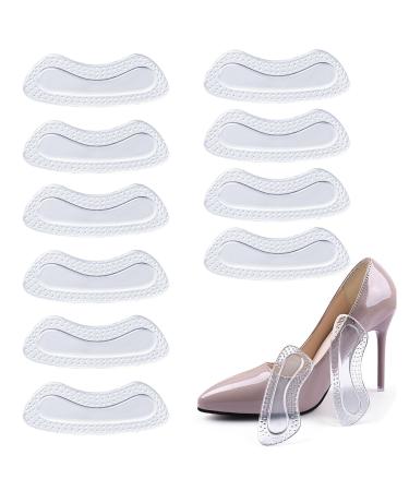 6 Pairs Silicone Clear Heel Grips Clear Heel Pads for Shoes Heel Inserts Heel Cushion Pads for Women Self-Adhesive Soft Anti-Slip Prevent Slipping Rubbing Slippage Grips for Loose Shoes