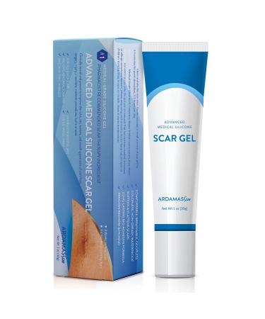 Aroamas Scar Gel Medical-Grade Professional Advanced Scar Removal gel, for Face, Body, Surgical, Burn, Hypertrophic Scars, Keloids and Acne Scar Treatment, 1.06 oz