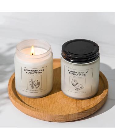 Apple Cinnamon & Lemongrass Eucalyptus Scented Candles 2 Pack - 15 oz Soy Candle Set for Mother's Day, Valentine, Christmas Gifts - Buy Online on GoSupps.com