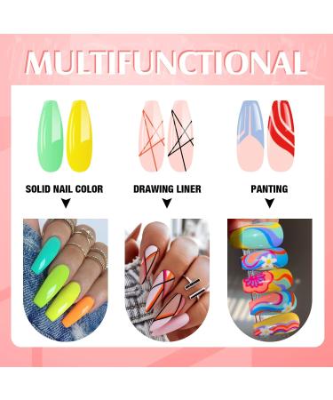 Rechoo Liner Gel Nail Polish Set - 24 Rainbow Colors for French Manicure & Nail Art | Soak-Off UV Gel Paint Kit for DIY Nail Salon at Home - Buy Online on GoSupps.com