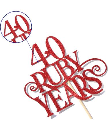 Red Glitter 40 Ruby Years Cake Topper for 40th Anniversary Wedding Party Decoration Supplies - Buy Online on GoSupps.com