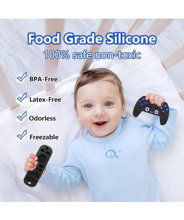 Rquite 2 Pack Baby Teething Toys - Silicone Remote Control Game Controller Teether Set for Babies 3-18 Months - Toddler Sensory Toy Gift - Black - Buy Online on GoSupps.com