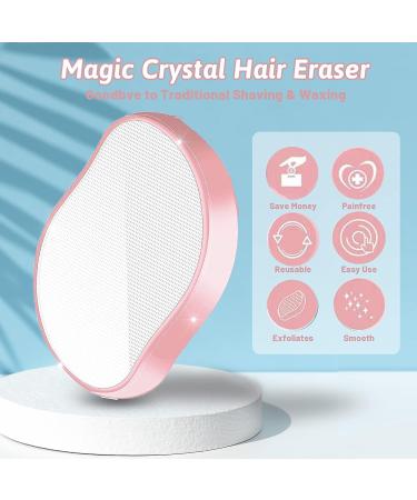 Crystal Hair Eraser - Painless Hair Removal Tool for Women and Men - Portable Exfoliation for Arms, Legs, and Back - Reusable and Washable - Pink - Buy Online on GoSupps.com