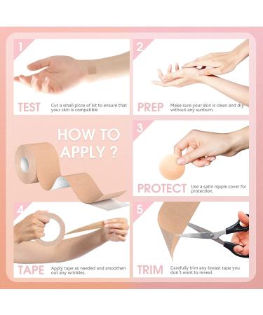 CAURO 3 Pcs Boob Tape for Lift & Contour | Fashion Boobytape Bra Alternative for Large Breasts | Waterproof & Sweat-proof Invisible Tape - Buy Online on GoSupps.com