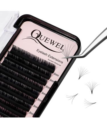 QUEWEL Easy Fan Volume Lash Extensions | .05mm C Curl 9mm Rapid Blooming Lashes | Matte Black Volume Eyelash Extensions | Mix Lengths 8-18mm | Perfect for Professionals - Buy Online on GoSupps.com