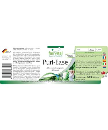 Fairvital PuriEase with celery seed alfalfa bromelain vitamin C turmeric and much more 120 capsules tested for quality and high dosage 100 vegan Made in Germany - Buy Online on GoSupps.com