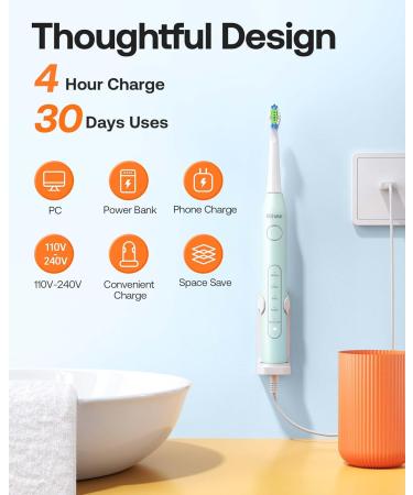 Bitvae D2 Electric Toothbrush for Adults & Kids | Rechargeable Sonic Toothbrush with 8 Heads & 5 Modes - Blue - Buy Online on GoSupps.com
