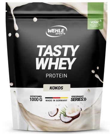 Wehle Sports Whey Protein (1000g) Proteinshake protein shake with high-quality whey protein 22g protein per portion of protein shake with BCAA & EAA (coconut with pieces)