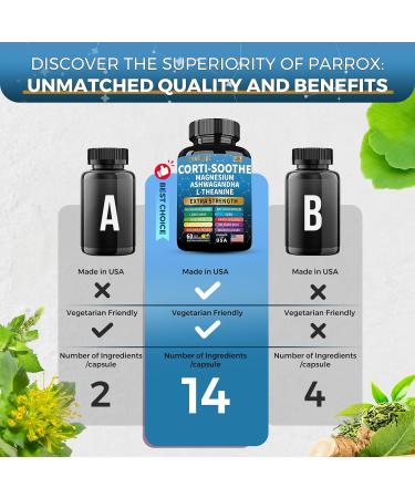 JTEVEweu Corti-Soothe Cortisol Supplement,Magnesium Glycinate 200mg, L-Theanine 150mg, Phosphatidylserine 50mg & Manager Lions Mane Holy Basil Ginkgo Biloba Bacopa Monnieri Valerian (60 Capsules) B - Buy Online on GoSupps.com