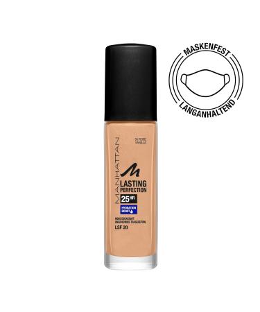 Buy Manhattan Lasting Perfection Foundation - 25 Hours Rose Vanilla 55 High Coverage Moisturizing Long-Lasting | Flawless Complexion 30ml - International Shipping Available - Buy Online on GoSupps.com