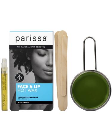 Parissa No-Strip Face & Lip Hot Wax Kit for Short & Coarse Hair Removal At-Home Waxing Kit on Face, Chin, and Upper Lip, Blue Microwavable 1 Count (Pack of 1)