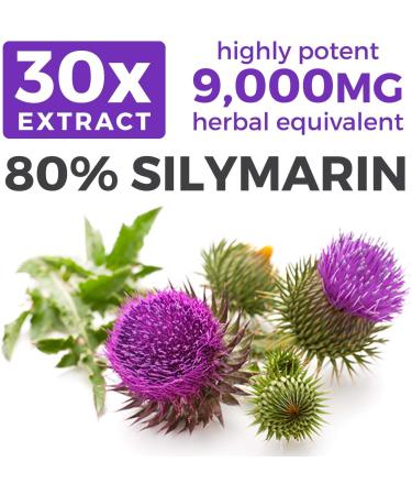 Organic Milk Thistle Capsules - 9000mg Seed Extract - 80% Silymarin - Liver Cleanse & Detox - Vegan - 60 Pills - Buy Online on GoSupps.com