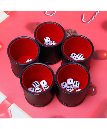 Red Leatherette Dice Cup Set with 6 Dot Dices - Ideal for Yahtzee & Farkle Games - 5 Pack - Buy Online on GoSupps.com