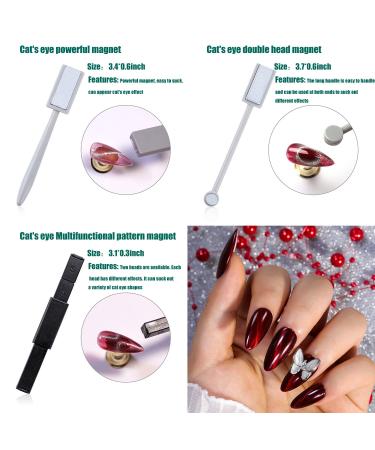 JERCLITY 10-Piece Cat Eye Nail Magnet Set for Cat Eye Gel Polish - Double-Head Flower Design Magnetic Pens for DIY Nail Art - Multi-Function Magnet Board Included - Buy Online on GoSupps.com