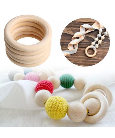 Maxtonser 5pcs 70mm Baby Wooden Teething Rings - Natural DIY Jewelry Crafts Necklace & Bracelet - Buy Online on GoSupps.com
