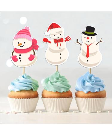 Biird 32 PCS Christmas Cupcake Toppers Merry Christmas cupcake decorations Christmas Cupcake Picks Cake Decorations for Xmas Snowman Theme Cake Decoration Supplies - Buy Online on GoSupps.com