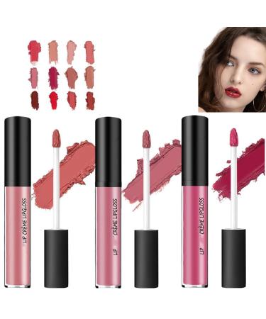 12 Colors Cream Texture Lipstick Waterproof Waterproof Lip Gloss Moisturizing Liquid Lipstick 12 Color Cream Lip Gloss Non-stick to Cup Waterproof Non-fading(#4+#5+#6)