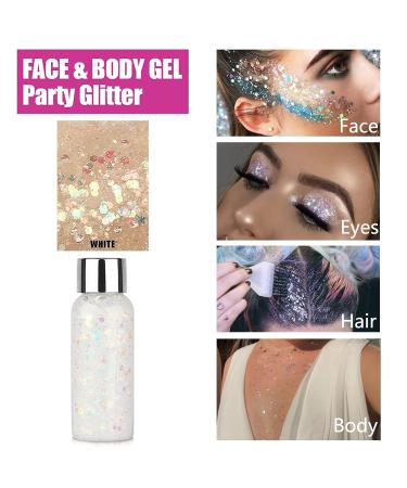 Body Glitter Gel - Long Lasting Sparkling White Moon Glitter for Festivals & DIY Arts Crafts - International Shipping Available - Buy Online on GoSupps.com