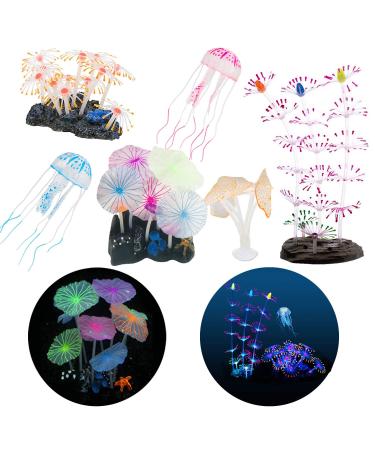 N | a cayway 6 pieces aquarium aqua aquarium decoration aquarium decoration artificial jellyfish artificial glowing silicone mushroom for aquarium simulation silicone hydroponic plants 3