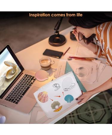 Shell Pocket Mirror with Lighted Selfie Ring 1x/2x Magnification, Dimmable LED Lights - Rechargeable Compact Handheld Mirror for Handbag - Perfect Gift for Sisters and Kids - White - Buy Online on GoSupps.com