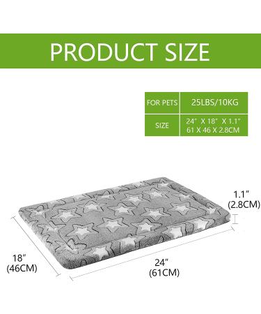 EMPSIGN Fancy Dog Bed Mat | Reversible Pet Crate Pad | Machine Washable | Grey Star Pattern | Small to XXX-Large Dogs | 24x18x1.1 Inches - Buy Online on GoSupps.com