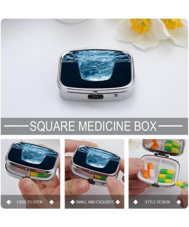 Water Print Pill Box - 2 Compartment Decorative Metal Pill Organizer for Pocket & Purse | International Shipping - Buy Online on GoSupps.com