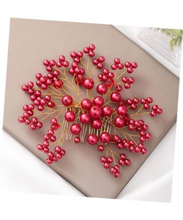 MAGICLULU 1pc Bridal Haircombs Rhinestone Haircombs Hair Combs Red Haircombs for Women Pearl Haircombs - Buy Online on GoSupps.com