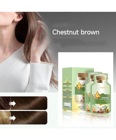 Huang Yi Natural Plant Hair Dye Natural Plant Hair Dye Pure Plant Extract for Grey Hair Color Bubble Dye Plant Bubble Hair Dye Shampoo 20ml 10packs/Box (Chestnut Brown) - Buy Online on GoSupps.com