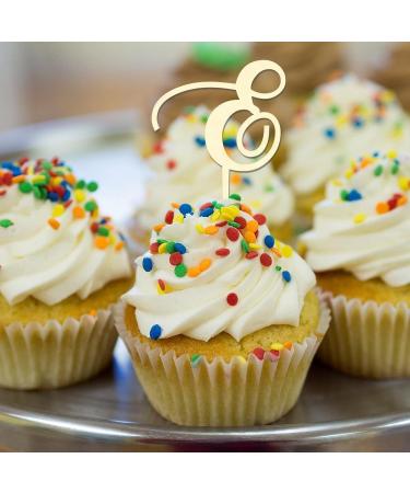 Letter E Cupcake Toppers Monogram Initial Last Name Wood For Wedding Anniversary Decorations Rustic Floral Wreath Choosing Letter Design Color Engagement Gifts 24PCS Style-4 - Buy Online on GoSupps.com
