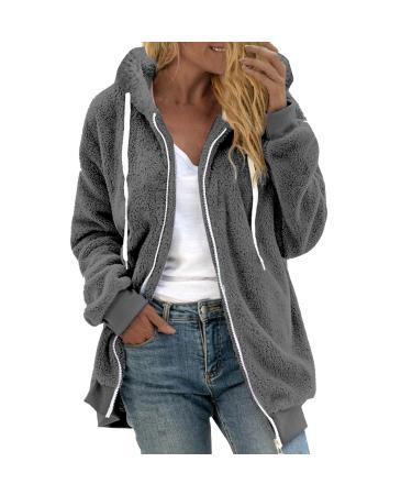 Hanxiulin fleece jacket plush jacket cuddly jacket fleece jacket ladies down jacket windproof warm cuddly women trench coat fluffy jacket 5xl dark gray
