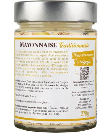 La Tourangelle - Traditional mayonnaise - 100% natural - Outdoor eggs - Made in France - 270g - Buy Online on GoSupps.com