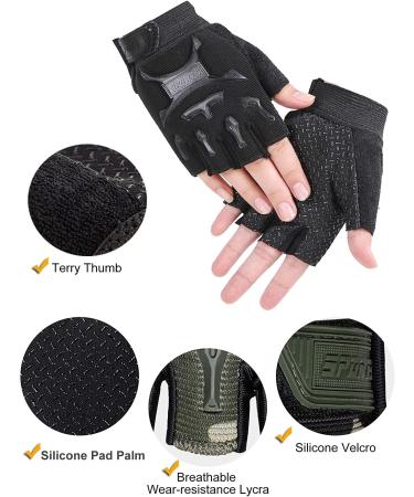 Integkoos Children's Racing Bike Gloves - Half-Finger MTB & Roller Skate Anti-Slip Training Gloves for Young Girls - Short Sports Gloves for Riding Fishing Golf - Black - Buy Online on GoSupps.com