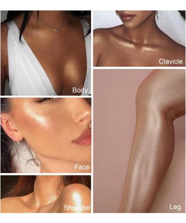 Glitter Body Makeup Liquid Cream - Shimmery Rose Gold Highlighter for Face & Skin | Moisturizing Lotion with Natural Glow Finish - Buy Online on GoSupps.com