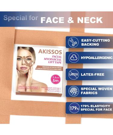 Face Tape Wrinkle Tape - Akissos Wrinkle Patches Forehead and Between Eyes Facial Myofascial Tape Wrinkle Patch Forehead Wrinkles 5cm Width 2.5cm*5m - Buy Online on GoSupps.com