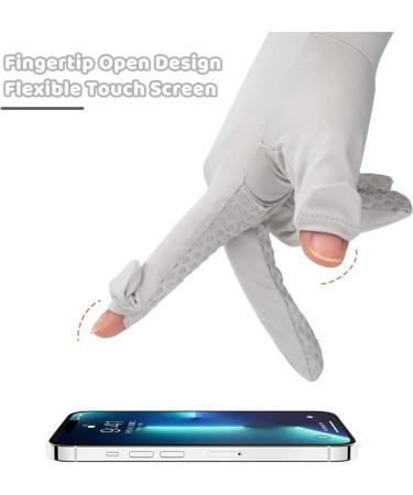 Newellsail Women's UV Sun Protection Full Finger Touchscreen Bicycle Gloves - Slipproof Summer Gloves for Outdoor Golf & Fishing (Gray White) - Buy Online on GoSupps.com