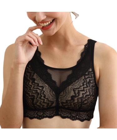 YUYUCH Soft Lace Minimizer Bras for Women Wire Free Comfort Daily Mesh Bras 95C Black
