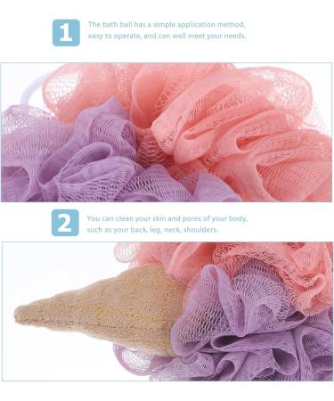 NOLITOY Kids Loofah Ice Cream Cone Bath Sponge - Exfoliating Shower Scrubber for Kids | Soft Mesh Pouf & Fun Bath Time Toy - Buy Online on GoSupps.com
