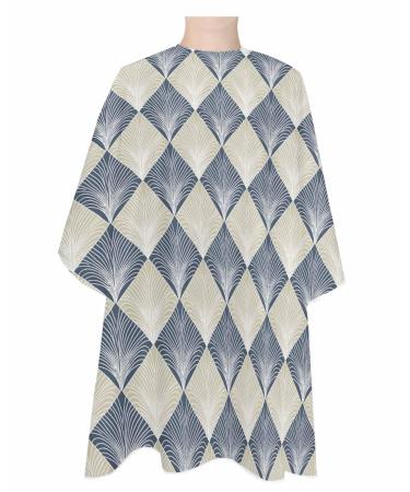 Blue Beige Geometric Barber Cape Salon Hair Cutting Cape for Women Men Kids Adults Haircut Cape with Adjustable Elastic Neckline Hairdressing Stylist Cape Accessories Modern Abstract Creative Leaves