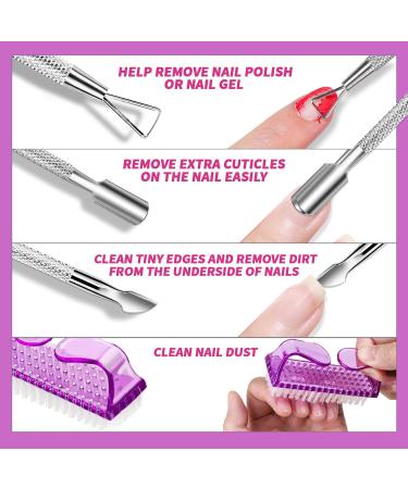 Fandamei Nail Polish Remover Tools Set - 500 Cotton Pads Nail Clips & Shaver Stainless Steel Files Purple Nail Brush & Pump Bottle - Best for Gel Nails - Buy Online on GoSupps.com