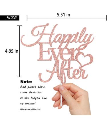 Happily Ever After Cake Topper Wedding Anniversary Party Decorations Bridal Shower Party Decor Vow Renewal Engagement Party Supplies Rose Gold Glitter - Buy Online on GoSupps.com