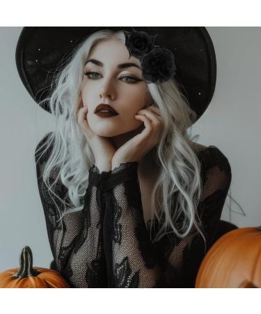 21 Pieces Flower Hair Clips Rose Flower Hair Barrettes Boho Bride Claw Clip Hawaiian Artificial Flower Hairpin Clip Brooch Pin Headpiece Hair Accessories for Girls Wedding Party Halloween (black) - Buy Online on GoSupps.com