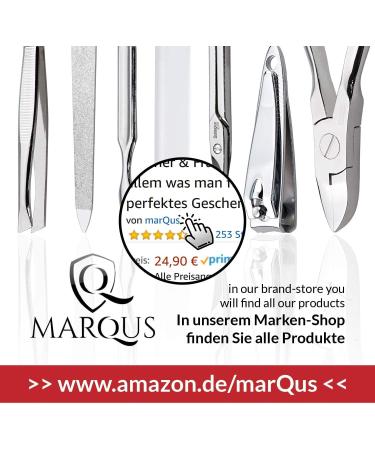 Marqus 7-Piece Manicure Set for Men & Women - Solingen Quality Patented Glass Files Real Leather Etui - Blue - Buy Online on GoSupps.com