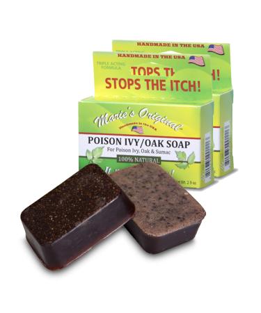 Maries Original Poison Ivy Soap Bar  100% All Natural Triple Acting Formula  Anti Itch Treatment for Poison Ivy, Poison Oak and Sumac  Removes Oils, Soothes and Relives Rashes - 2.9oz (Pack of 2) 2.9 Ounce (Pack of 2)