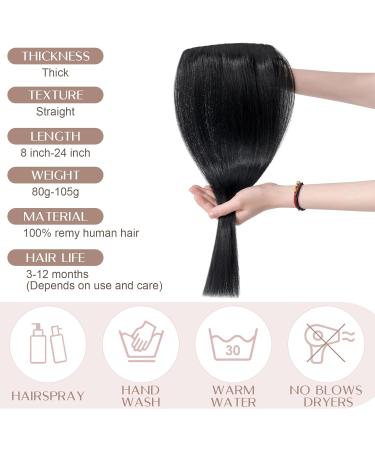 SEGO Hair Part Clip in Extensions - Real Thick Human Hair #1 Smooth Black 1 Tresse 5 Clips 18 (45cm) 90g - Buy Online on GoSupps.com