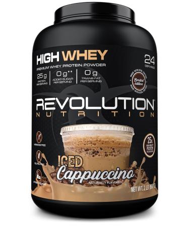 High Whey Protein Powder Whey Isolate Gluten Free Lean Muscle Mass for Men & Women 25g of Protein Per Scoop 908 g 24 Servings (Iced Cappuccino 2 Pound) Iced Cappuccino 2 Pound
