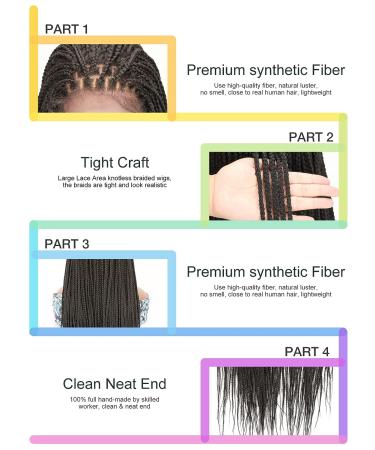 AMEILY 36 Kontless Box Braided Wig for Black Women - Clearance Sale | Heat Resistant Synthetic Lace Front Cornrow Braids Wig | 13x6' Lightweight & Natural Look | 1B - Buy Online on GoSupps.com