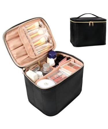 Makeup Bag Organizer, OCHEAL Travel Makeup Bags Cosmetic Bag For Women Girls Large Capacity Toiletry Bag For Skincare Cosmetics Toiletries-Black Small (Pack of 1) Black
