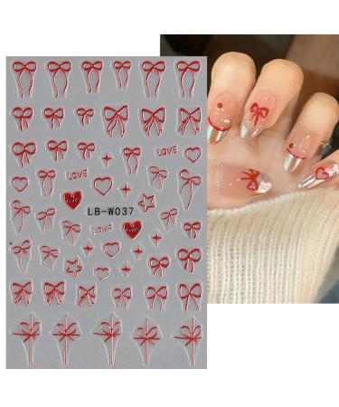 JMEOWIO Heart Bow Tie Nail Art Stickers - 8 Sheets Self-Adhesive Pink Decals for Stunning Nail Designs | Nail Supplies & Accessories - Buy Online on GoSupps.com